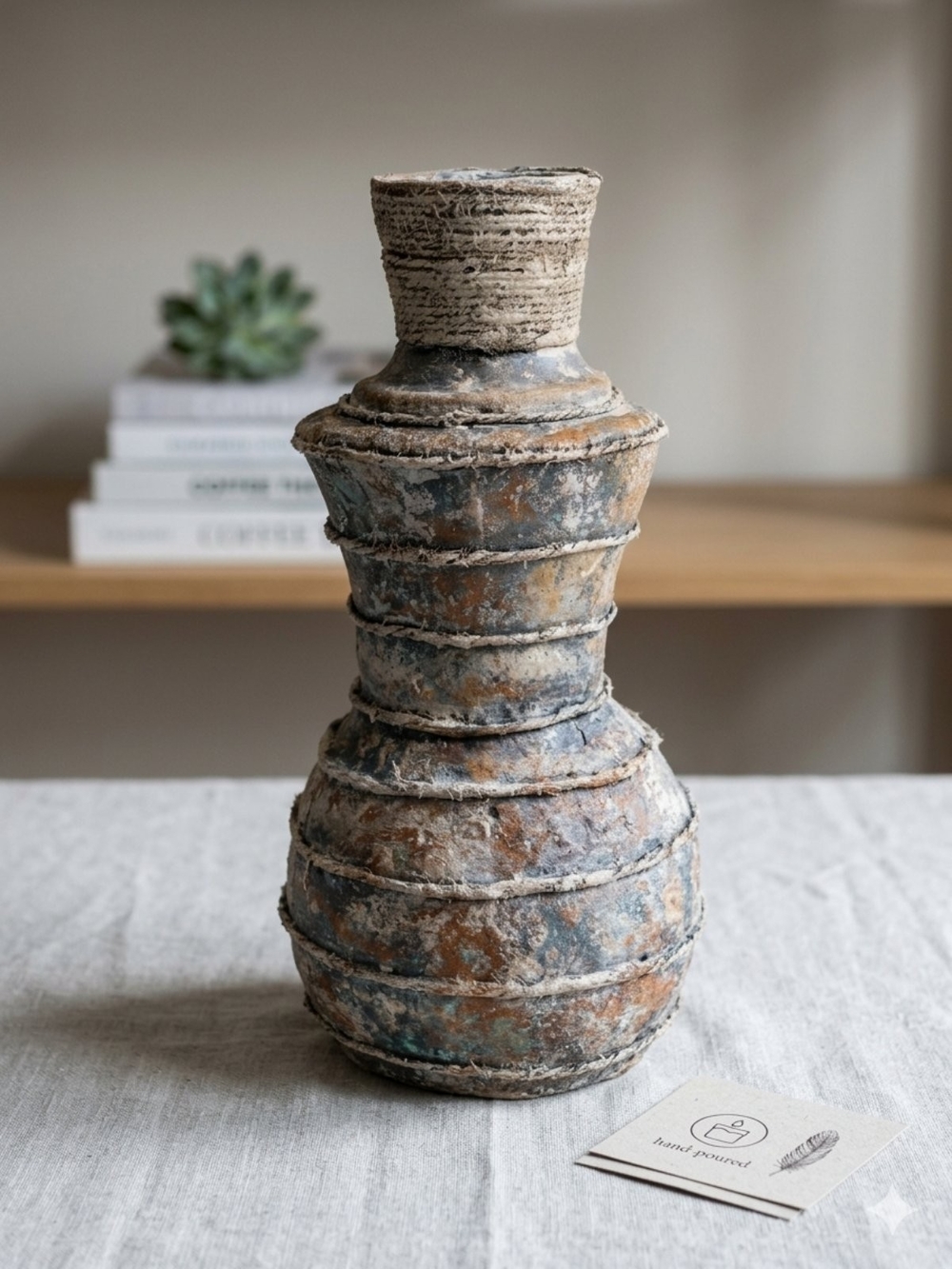 Handcrafted Rustic Terracotta-Patina Decorative Vase - Neutral Tones